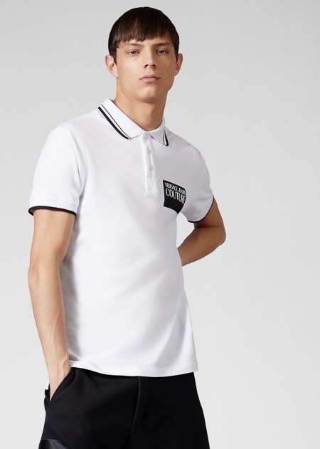 Versace Logo Patch Cotton Piké Herr - 517906WHJ